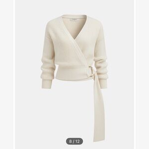 COMMENSE metal ring front wrap sweater - ivory - size small